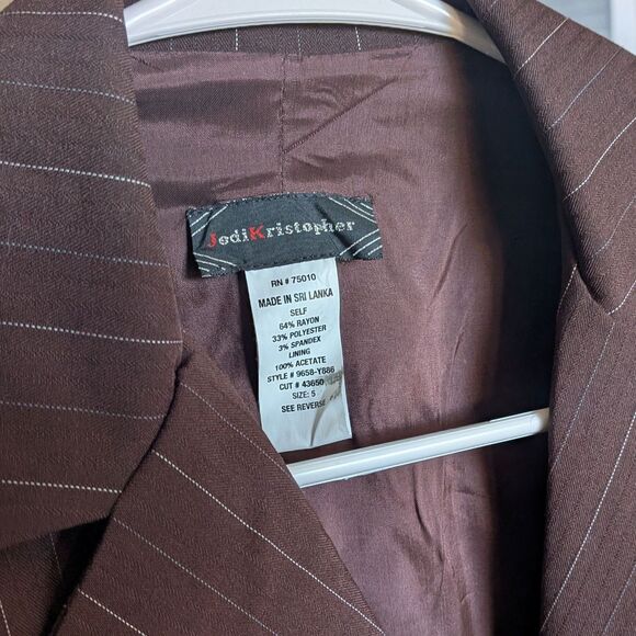 NWT Y2K Striped Blazer Brown Jodi Kristopher Corpcore Office Size 5 - Picture 8 of 9